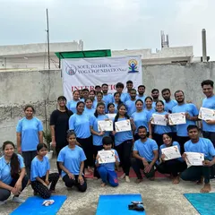 Our group after a successful International Yoga Day event. It's a joy to see so many people committed to their well-being.