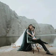 For our pre-wedding shoots, we love creating something truly epic and cinematic. Here, we used the dramatic landscape of the Yelanka white rocks to create a breathtaking, romantic portrait that feels like a movie poster.