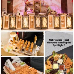 It's not just about flowers; the food presentation is part of the decor. I work with caterers to ensure that appetizers and platters are styled to be as visually appealing as they are delicious.