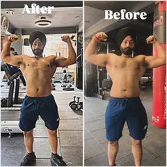 Another angle of Dev Singh's incredible 60-day transformation. This shows the change in body composition, reducing fat and building lean muscle.