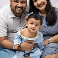 A bright and joyful family portrait. We capture the happy energy of families with young children, ensuring everyone is smiling and looking their best for the camera.