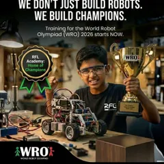 We don't just build robots; we build champions. This image captures the pride and achievement of a young innovator holding his WRO trophy, a testament to the success our students achieve through dedicated training.