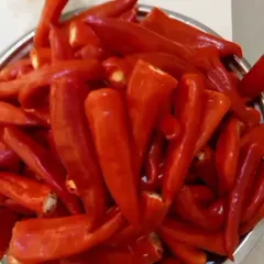 Preparing for a batch of my Kashmiri Mirchi pickle. I use bright red chillies that are known for their deep flavour and colour, not just for heat.