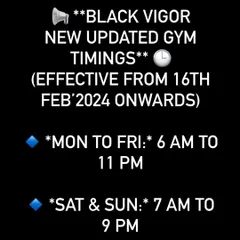 An informational post showing our gym timings as of February 2024. We always keep our members informed about any changes to our operating hours to help them plan their fitness routines.