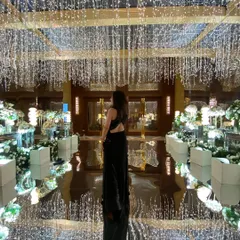 A stunning view of the decor at a cocktail event I attended for work at the Jio World Convention Centre. I can help plan and execute events with this level of grandeur and elegance.