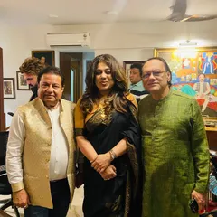A star-studded musical evening at Anup Jalota Ji's place. Here I am with Anup Ji and another wonderful artist, sharing our love for music.