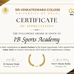 We were honored to be the official Sports Partner for 'Lahar 2023', the annual fest of Sri Venkateswara College's Equal Opportunity Cell. We are committed to promoting sports for everyone.