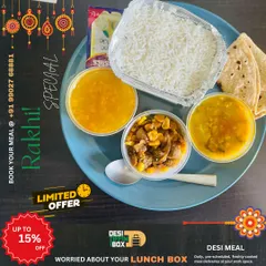 For Raksha Bandhan, I offered a special discount on my monthly bookings. This image shows a festive meal, complete with a sweet treat, to celebrate the special bond between siblings.