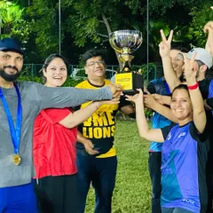 The thrill of victory! Our adult league players celebrate with the championship trophy after winning the SaT Super Box League. This is the reward for playing hard and as a team.