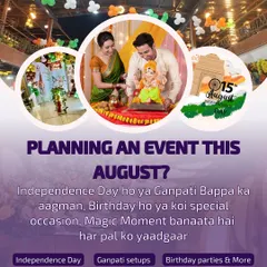 I love creating decor for all occasions, including festive celebrations. This was a promotion I ran for August, covering Independence Day, Ganpati setups, and birthdays, showing how I can adapt to any theme.