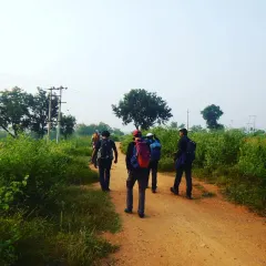 The start of a trek is always full of anticipation. We make sure everyone is prepared with the right gear and a clear plan for the day's journey.