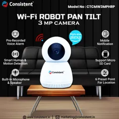 Meet our 3MP Wi-Fi Robot Pan-Tilt camera, an intelligent solution for indoor monitoring. It features smart motion detection that tracks movement, two-way audio via a built-in microphone and speaker, and compatibility with Alexa for easy voice control.