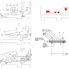 Our design for the JSW Vasind Works administrative office won the 34th JK Architect of the Year Award. These initial concept sketches show the development of a design that preserves green cover and organizes spaces in response to climate.