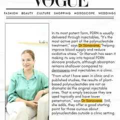 My Vogue India interview also covered the difference between injectable PDRN and topical products. While topicals are a good starting point, injectables deliver the active ingredient deeper for more dramatic, clinical results.