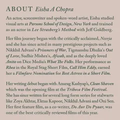 Meet your instructor, Eisha Chopra. An accomplished actor, screenwriter, and spoken-word artist, Eisha brings a wealth of experience to help guide you on your writing journey.