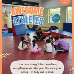 I call them my 'Awesome Athletes'. In this group circle, children learn to connect with each other and their instructor, building social bonds alongside physical strength.