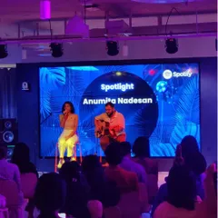 The atmosphere at a Spotify "Spotlight" event featuring artist Anumita Nadesan. We provide the culinary backdrop for these creative sessions, ensuring the talent and guests are well-cared for.