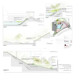Detailed site sections from one of our projects. These technical drawings are crucial for understanding the terrain and designing a building that interacts thoughtfully with the landscape, rather than competing with it.