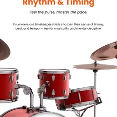 A key focus of our drum curriculum is mastering rhythm and timing. Students learn to become the timekeepers of the band, sharpening their musicality and mental discipline.