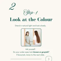 The first step is to look at the color of your under-eyes in natural light. Are they brownish or greyish? The color provides a clue to the underlying cause, guiding us toward the correct treatment path.