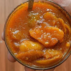 A spoonful of my tangy lemon pickle. It is soft, juicy, and has a wonderful khatta taste that goes perfectly with mathri or a simple meal of dal and rice.