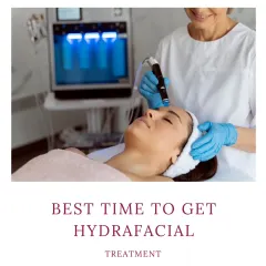 This image shows a client receiving a HydraFacial treatment. It's a multi-step procedure that uses patented technology to cleanse, exfoliate, and hydrate the skin, leaving it instantly refreshed and glowing.
