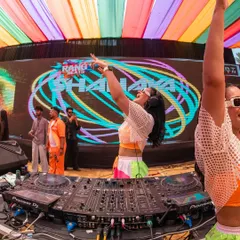 Pointing out to the massive crowd at the Rang Rave Holi event. The energy you get back from a festival audience is absolutely incredible.