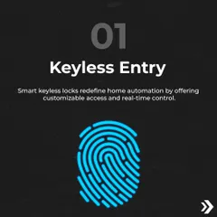 The foundation of a smart home often starts with keyless entry. My systems use advanced fingerprint recognition for secure and convenient access, removing the hassle of physical keys.