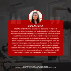 Sugandha speaks to how the course deepened her understanding of anatomy and alignment. Her confidence in teaching grew from learning the right cues and spotting the crucial details in every movement.
