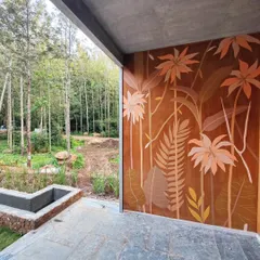 Another view of the mural connecting the indoor space with the beautiful nature outside.