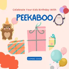 An illustration announcing that you can celebrate your kid's birthday with us.