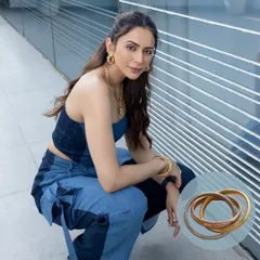 Rakul Preet looking effortlessly chic in our braided beauty hoops and a denim-on-denim outfit. She knows how to make a statement.