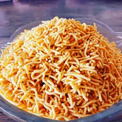 Classic roasted sev, a light and crispy snack that's perfect on its own or as a topping for chaat.