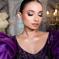 A close-up of the smokey, shimmery eye makeup from this creative shoot. The blending is seamless.