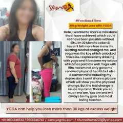 This is a powerful transformation story of achieving a 30kg weight loss through a consistent and personalized yoga practice. This client's journey shows that with the right guidance, yoga helps heal the body from the inside out, making weight loss a natural byproduct.