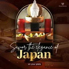 Savour the elegance of Japan with this beautifully arranged sushi and dim sum station. The setup, complete with a Buddha statue and bamboo steamers, transports your guests to the heart of Asia.