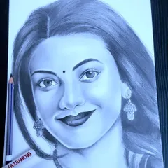 Here is my pencil portrait of actress Kajal Aggarwal, focusing on her gentle smile. I use different grades of graphite pencils to create soft shadows and highlights for a realistic effect.