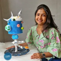 Here I am with another one of my gravity-defying creations. This astronaut cake features a custom-built structure to make the top tier float, creating a truly out-of-this-world centerpiece for a space-themed celebration.