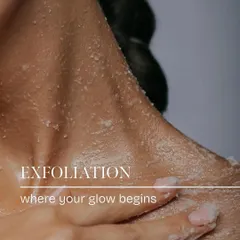 Exfoliation is where your glow begins. This image captures the texture of a gentle exfoliant, a key component in our facials for revealing fresh, radiant skin on the face and body.