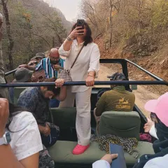 Out of the workshop and into the wild. Here I am in one of my own creations, a comfortable and chic off-white co-ord set, perfect for a jungle safari adventure.
