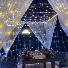 My romantic cabana setups can be customized with different lighting and floral arrangements to create your perfect intimate evening under the stars.