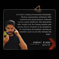 My official speaker graphic from a TEDx event. Being invited to share my ideas on a platform like TEDx was an honor and a testament to my unique approach to illusion and the human psyche.