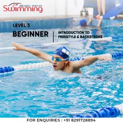 Level 3: Beginner. Once a swimmer is comfortable in the water, we introduce them to the fundamentals of freestyle and backstroke. This level focuses on proper body position, kicking, and basic arm movements.
