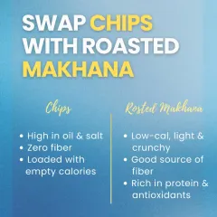Here's a simple, smart swap. Instead of oily chips loaded with empty calories, try roasted makhana. They are low-cal, crunchy, and packed with protein and fiber to keep you full.