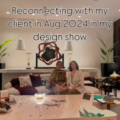 Reconnecting with a client at my design show. My journey has taught me to value my creativity and the service I provide, and the happiness in my clients' eyes when they enter their new home gives me joy beyond words.