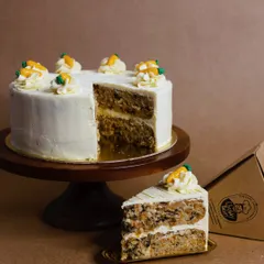 My classic carrot cake with zesty cream cheese frosting is now on the everyday menu. This comforting cake can also be made egg-free to suit your dietary preferences.