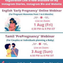 Our August online webinars are open for registration! Whether you are planning a baby or are in your first trimester, there is a session for you. Join me live on Zoom.