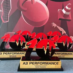 The trophies for our 10th Annual A3 Performance Awards. We believe in celebrating the hard work and dedication of our members every year.