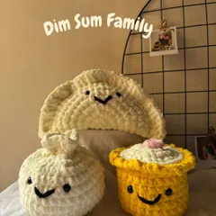Meet the Dim Sum Family! These adorable, squishy amigurumi plushies are handmade with soft yarn and are perfect as desk buddies or a unique gift for your favorite foodie.