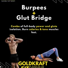 A powerful bodyweight combination for a full-body workout. This graphic explains how pairing burpees for power and calorie burn with glute bridges for muscle isolation and toning can deliver fast results.